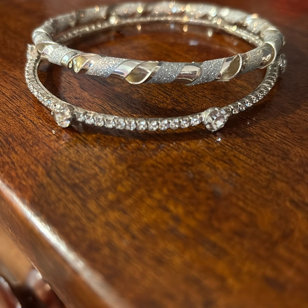 Silver Dainty Crystal and Braided Bracelets
